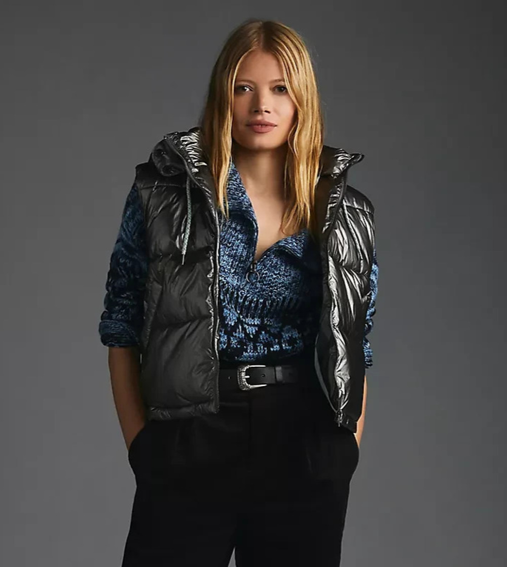 Anthropologie Pilcro Metallic Vest Puffer Vest Silver Quilted Y2K Small A010849